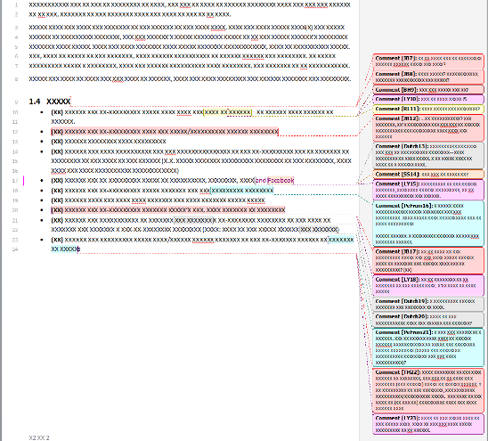 Document with lots of comments in Word 2010 Screenshot of a document in Word 2010 with lots of comments